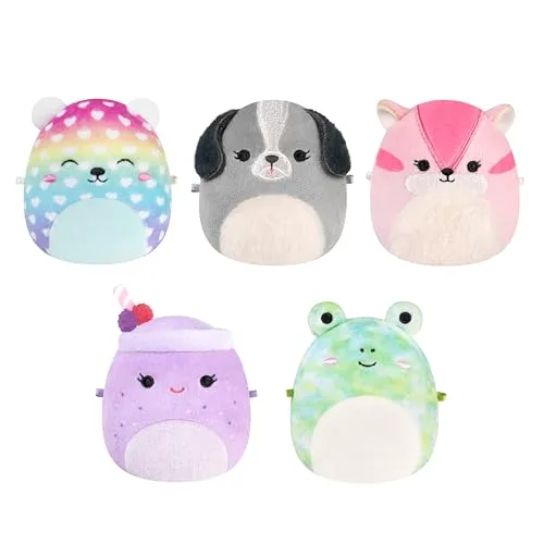 Micromallows SQMM0185-5er Pack, superweiche Mini-Squishmallows, 6,5 cm Plüschfiguren
