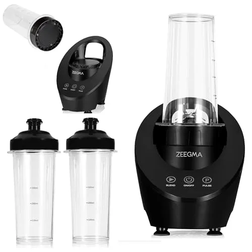 Zeegma Standmixer VITAMINE FERRO, 200 W - Standmixer mit innovativer Magnetantriebstechnologie für leises und sicheres Mixen. Inkl. 2 Flaschen für unterwegs, ideal für gesunde Smoothies und Shakes.