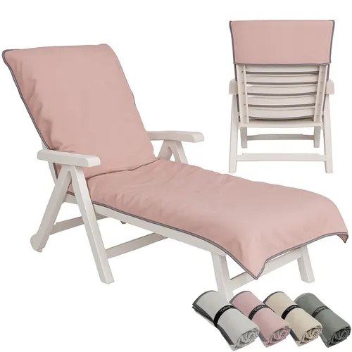Handtuch für Sonnenliege 200x75cm mit Kapuze Microfaser Light Weight Schonbezug für Gartenliege Auflage mit Umschlag Liegestuhl Bezug Altrose 1 St.