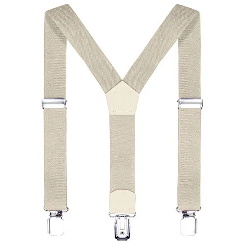 DonDon Kinder Hosenträger beige 2 cm schmal längenverstellbar für eine Körpergröße von 80 cm bis 110 cm bzw. 1-5 Jahre
