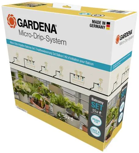 Gardena Micro-Drip-System Tropfbewässerung Set für Balkon - Effiziente Bewässerung für bis zu 15 Pflanzen, ideal für Balkone und Terrassen – spart Wasser und Zeit!