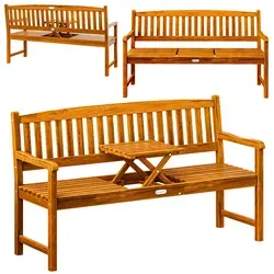 DeubaXXL DE Gartenbank Picknick mit Tisch Eukalyptus FSC®-zertifiziert