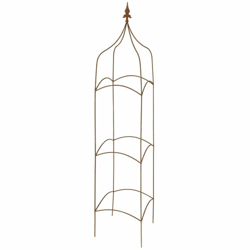 Rankgitter Rankhilfe quadratisch m. Lilie Rankgerüst Metall mit Edelrost 146cm