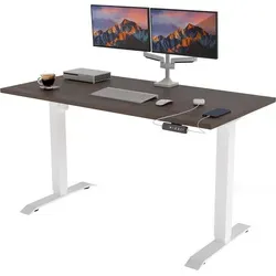 POKAR Höhenverstellbarer Elektrischer Schreibtisch 120x80 cm in Weiß und Eiche Davos