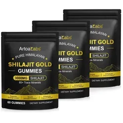 Himalaya Shilajit Gold Gummies 3000mg – Vegane Gummibärchen für Energie - Genießen Sie die Vorteile von Shilajit in leckerer Gummiform! Mit 3000 mg pro Portion unterstützen diese Gummies Ihre tägliche Routine für mehr Energie und mentale Klarheit – ideal für aktive Lebensstile.