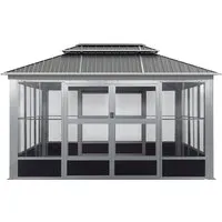 Ambia Garden Pavillon in Metalloptik, 291x436x311 cm - Pavillons & Pergolas: Bieten Sie perfekten Sonnen- und Sichtschutz mit stilvollem Design in Metalloptik für Ihren Garten.