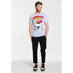 LOGOSHIRT T-Shirt Superdog - Krypto - DC Comics mit coolem Retro-Motiv grau L