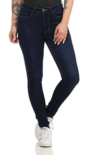 ONLY Damen Onlroyal Life Hw Sk Bj61-2 Noos Hose, Dark Blue Denim, XS EU - Damen-Jeanshosen, bequeme High-Waist Passform für einen trendigen Look und optimalen Tragekomfort.
