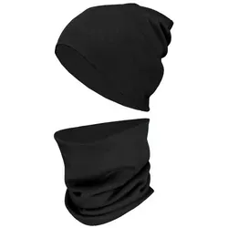 TupTam Beanie Kinder Beanie Mütze Schlauchschal Set aus Jersey und Rippstoff schwarz 56-62
