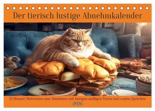 Peter Rübsamen | Der tierisch lustige Abnehmkalender 2026 - Kalender mit 12 Monaten Motivation zum Abnehmen, illustriert mit lustigen molligen Tieren – perfekt für alle, die Humor und Gesundheit kombinieren möchten!