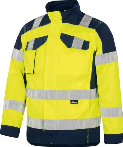 vizwell Arbeitsjacke Herren Warnschutz Bundjacke orange oder gelb - Strapazierfähige Arbeitsjacke mit reflektierenden Details für bessere Sichtbarkeit. Ideal für den professionellen Einsatz, ausgestattet mit zahlreichen Taschen und verstellbarem Jackensaum.