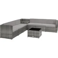 tectake® Rattan Lounge für 6 Personen mit großer Aufbewahrungsbox - Gartenmöbel für stilvolle Entspannung im Freien. Die Lounge bietet Luxus und Komfort für bis zu sechs Personen und verfügt über eine praktische Aufbewahrungsbox.