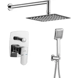 BADLAND Komplettes Duschsystem CALLA Unterputz Armatur Wasserhahn mit Kopfbrause in Silber