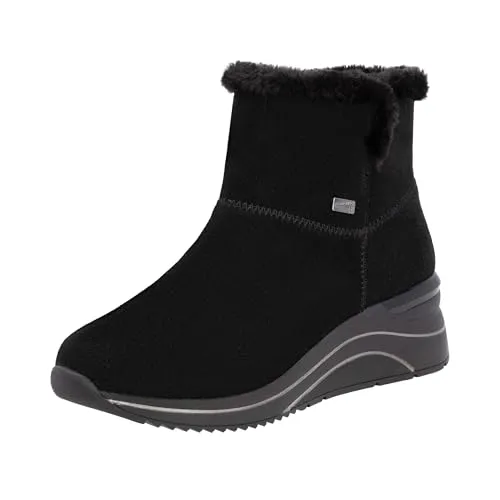 Remonte Damen Stiefeletten D0T76-00 in Schwarz Größe 39 - Wanderschuhe mit hochwertigem Nubukleder und warmem Wollfutter, ideal für kalte Tage. Der extra weite Schnitt bietet Komfort für breitere Füße und die rutschfeste Sohle sorgt für sicheren Halt.