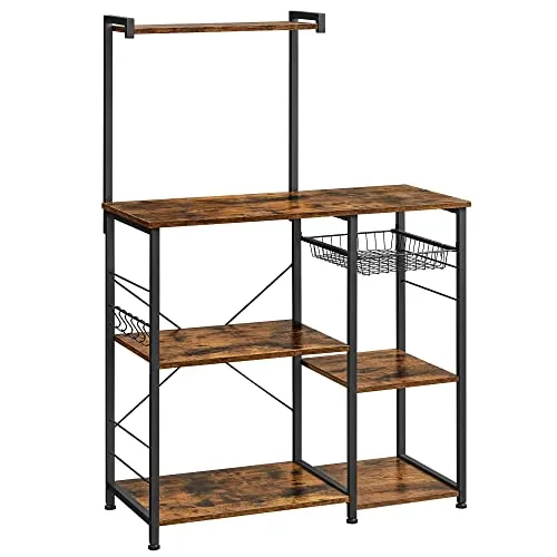 VASAGLE Küchenregal mit Metallkorb KKS35X - Bäckerregale - Stauraum-Rettung für Ihre Küche! Ideal für kleine Räume und bietet praktischen Platz für Lebensmittel und Küchenutensilien.