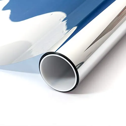 Sonnenschutzfolie Energiesparfolie Spiegelfolie Wärmeisolierung Fensterfolie Leichte Tönung (Silver 35) Innen 75 x 75 cm