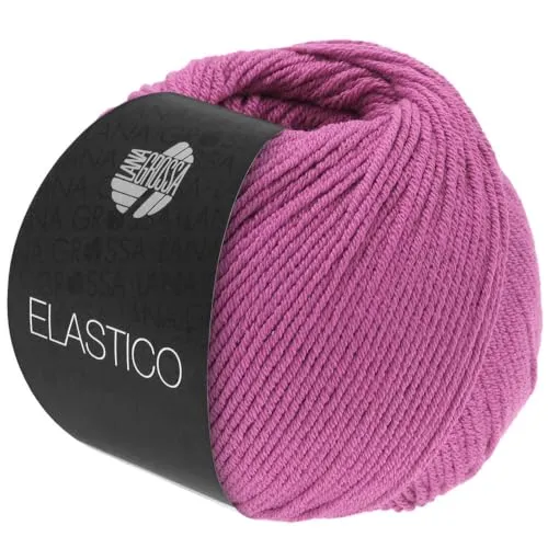 LANA GROSSA Elastico | Baumwoll-Klassiker mit leichtem Stretchanteil | Handstrickgarn aus 96% Baumwolle & 4% Polyester (Elite)| 50g Wolle zum Stricken & Häkeln | 160m Garn FB 163