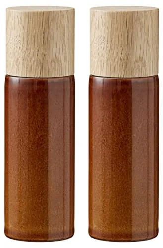BITZ Salz- und Pfeffermühle Set, 2er-Set aus Steingut, bernsteinfarben