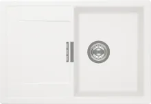 Schock Mono D-100S A Polaris Granitspüle - Sanitäranlagen & Zubehör - Reversible Granitspüle in Weiß, ideal für Unterschränke ab 45 cm, mit praktischer Exzenterbetätigung und großzügigen Maßen von 74 x 51 cm.