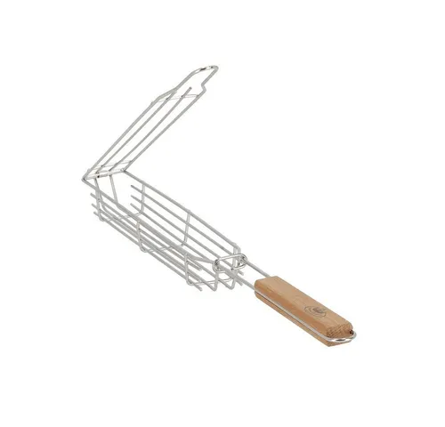 esschert design Feuerschale Grill Gemüsehalter Edelstahl mit Holzgriff, für Feuer, Grill & Camping, (1 x Grill- Gemüsekorb)