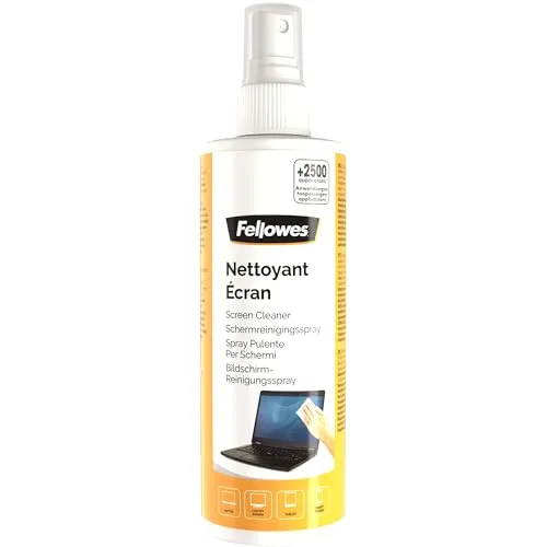 Fellowes Bildschirmreiniger, Reinigungsspray für TFT, LCD, CRT Monitore, Bildschirmfilter, Scanner, Laptopbildschirm und Tablet, antistatisch, 500+ Anwendungen, Inhalt: 250 ml