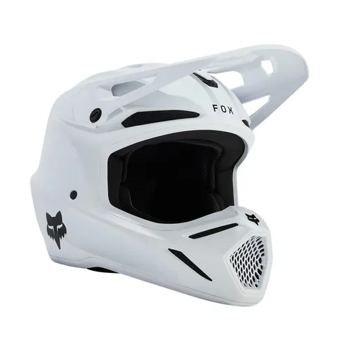 Fox Motocross-Helm V3 Solid - Matt Weiß - Motorradhelm in elegantem Matt Weiß, bietet optimalen Schutz und Komfort für Erwachsene beim Motocross. Ideal für sportliche Abenteuer!