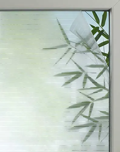 GARDINIA Statische Fensterfolie Line 25, Selbsthaftend, Blickschutz, Lichtdurchlässig, Haftet statisch ohne Kleber, 67,5 x 150 cm, Linien-Optik, Halbtransparent