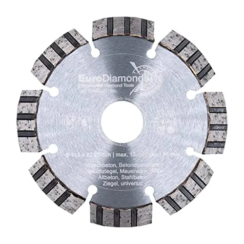 Profi Diamanttrennscheibe 115 mm x 22,23 mm TURBO SUPERCUT, universelle Diamant Trennscheibe für Beton, Stahlbeton, Granit, Mauerwerk