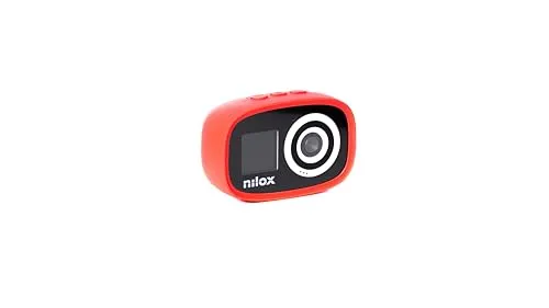 Nilox, Action Cam Kidscam, Action-Kamera Auflösung 12 MP, LCD-Bildschirm 1,4 Zoll, wasserdicht IP67 mit Schutzhülle, Akku 700 mAh, SD-Karte bis zu 32 GB, Rot