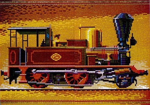 Mini Stecksystem Rangierlokomotive braun ca. 8.900 Teile mit XXL-Steckvorlage