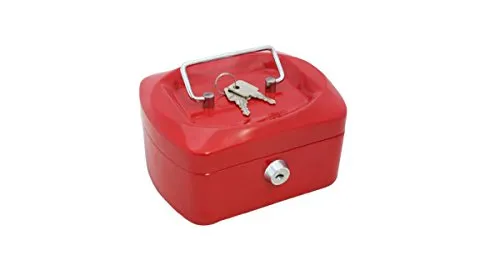 Geldkassette Stahlblech mit Schloss 155x120x80mm rot