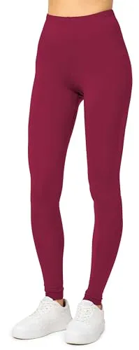 Merry Style Damen Lange Leggings aus Viskose MS10-143 (Weinrot, S)