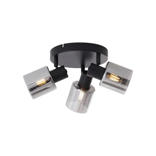 QAZQA Moderne 3-flammige Deckenleuchte mit Rauchglas von QAZQA