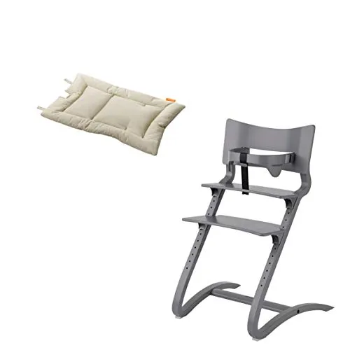 Leander Stuhl grau - Hochstuhl - Kinderstuhl - Erwachsenenstuhl mit Babybügel + Kissen vanille