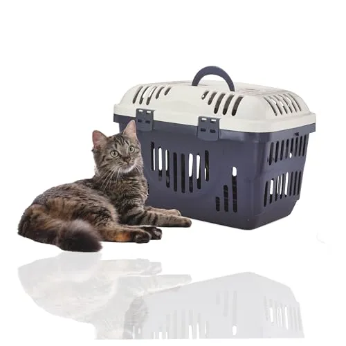 Katzen Transportbox mit Griff, blau von Rohrschneider