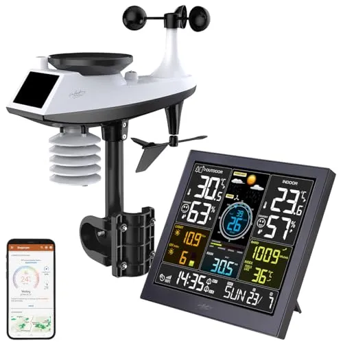 infactory Profi Wetterstationen: WLAN-Funk-Wetterstation mit XL-Farbdisplay, App, Weather Underground (Internet-Funk, Wettermonitor)