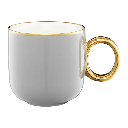 Kaffeebecher Gold Porzellan Becher Tasse Royal hellgrau 380 ml