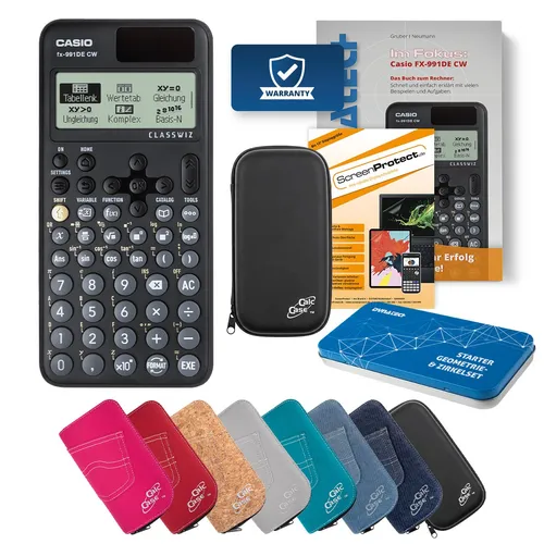Casio FX-991 DE CW Rechner mit Tasche schwarz, Folie, Fachbuch &