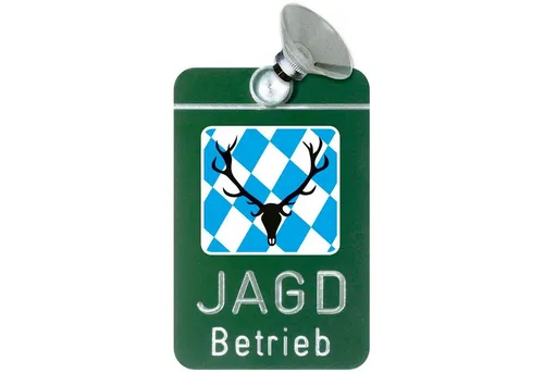 Dr. Gmünder Hinweisschild Autoschild Jagdbetrieb - Robustes und dekoratives Hinweisschild für Fahrzeuge. Aus stabilem Leichtmetall gefertigt, bietet es eine einfache Anbringung mit Haftsauger und fügt sich perfekt in jedes Design ein.