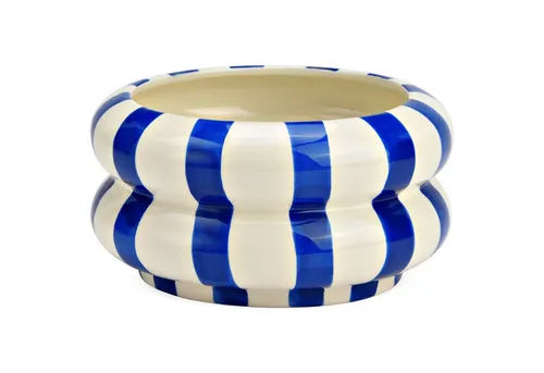 matches21 HOME & HOBBY Dekoschale Dekoschale bunt gestreift, blau weiß in Ø 15x8 cm (1 St), Moderne Keramik Schüssel als Wohnzimmerdeko