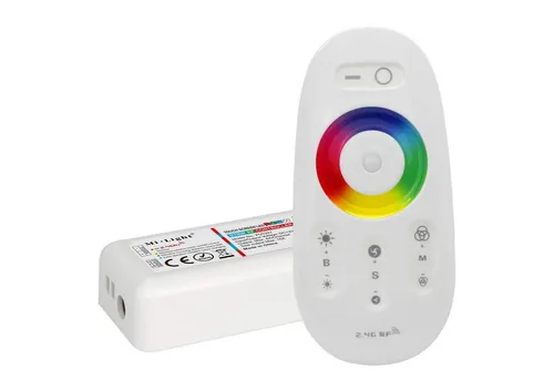 MiBoxer LED Stripe RGB-W Controller mit Touch-Fernbedienung 2.4GHz - LED-Stripes Controller mit 16.000 Farben und stufenloser Dimmfunktion. Steuern Sie Ihre Beleuchtung bequem aus bis zu 30m Entfernung!