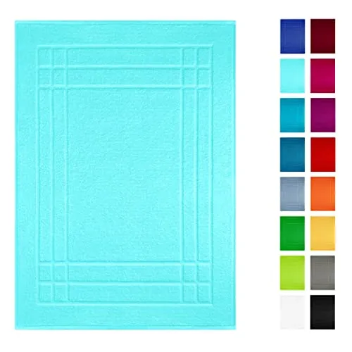 Lashuma Linz waschbar weicher Badvorleger 50x70 cm Türkis, Frottier Badematte saugstark
