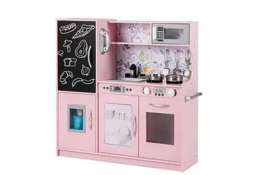 COSTWAY Kinderküche mit 10 Zubehörteilen – Spielküche für Kinder ab 3 Jahren - Entdecken Sie die kreative Spielküche für Kinder! Mit Mikrowelle, Geschirrspüler und abnehmbarem Spülbecken fördert sie fantasievolles Rollenspiel. Sicheres Design und viel Stauraum sorgen für endlosen Spielspaß.