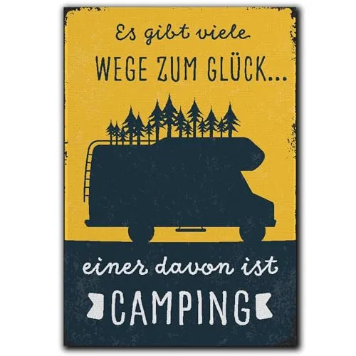 LANOLU Kühlschrankmagnete lustig- Camping Glück - Geschenke für Camper- lustige Magnete mit Sprüchen und witzigen Motiven 8x5,5cm