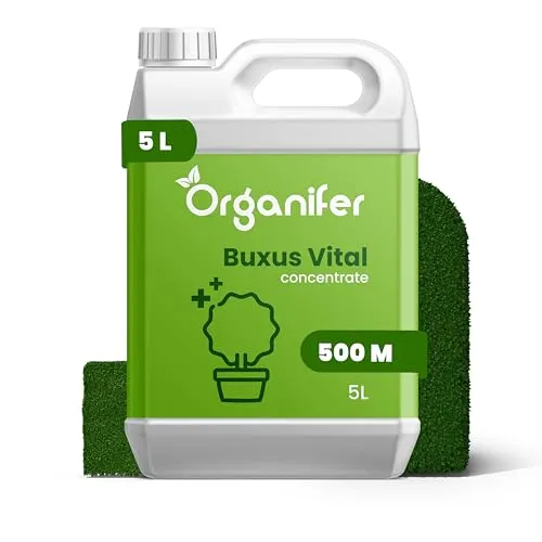 Buxus Vital 5L - Konzentrat Für 500 Meter Hecke - Buchsbaumraupen-Pestizid - Buchsbaumzünsler-Pestizid - Buchsbaumschimmel - Von Natur Aus Widerstandsfähig - Organifer