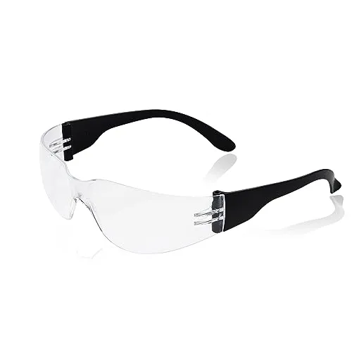 PRO FIT Schutzbrille Light – Arbeitsbrille mit klarer Scheibe & Seitenschutz, Beschlagfreie Sicherheitsbrille, Rahmenlos & Leicht, UV-Schutz - Schwarz