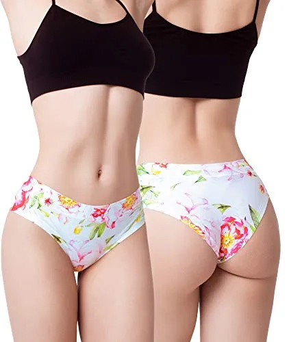 BANANALU Damen Slips mit Print Motiv Flower Blumen Fantasy Unterhosen