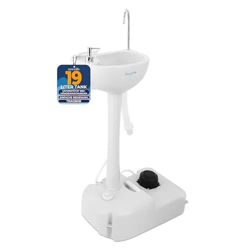 SereneLife Camping Waschbecken mit 19L Wassertank - Körperpflege & Hygiene: Mobile Waschstation mit Fußpumpe für freihändige Bedienung, ideal für Camping und Outdoor-Aktivitäten.