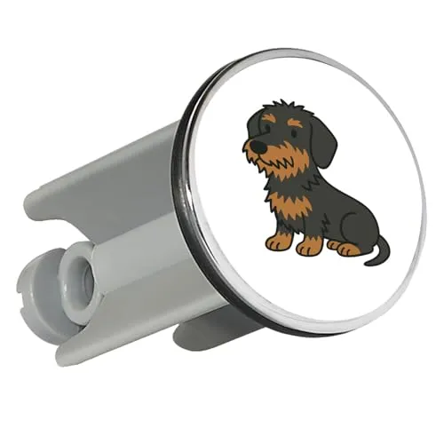 Huuraa Waschbeckenstöpsel Rauhaar Dackel Sausage Dog Comic Geschenk 4cm für Waschbecken Abflussstopfen Rauhaar Dackel Geschenkidee