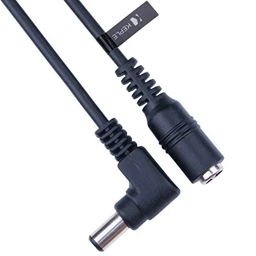 Gleichstrom-Verlängerungskabel, Rechtwinklig mit 2,5mm / 5,5mm Stecker 1m Anschluss CCTV-Netzkabeladapter Kompatibel mit CCTV Security Camera, IP Camera, DVR Standalone, LED Strip, Monitors (Schwarz)
